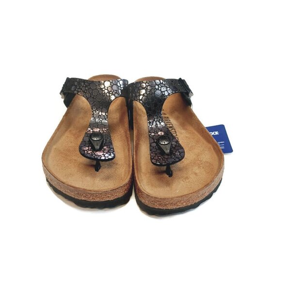 Birkenstock Gizeh Thong Sandals Womens 6-6.5 Black Metallic Stone EU 37 Regular - Picture 6 of 9